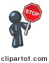Vector of a Navy Blue Man Holding a Red Stop Sign by Leo Blanchette