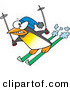 Vector of a Nervous Cartoon Penguin Snow Skiing by Toonaday