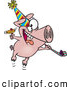 Vector of a New Year Cartoon Party Pig Celebrating with Noise Makers by Toonaday