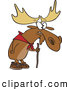Vector of a Old Hiking Cartoon Moose Using a Walking Stick by Toonaday
