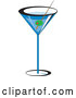 Vector of a Olive Garnish in Blue Martini Alcohol Beverage by