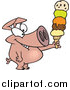 Vector of a Pig Holding a Big Ice Cream Cone by Toonaday