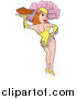 Vector of a Pig Showgirl Woman Serving Ribs by LaffToon