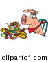 Vector of a Pigging out Cartoon Hog with Junk Food by Toonaday
