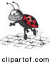 Vector of a Playful Cartoon Ladybug Jumping on Hopscotch Numbers by Toonaday