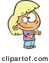 Vector of a Pleased Cartoon Blond Girl Holding with Both Thumbs up by Toonaday