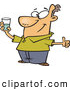 Vector of a Positive Cartoon Man Holding Glass Half Full of Water by Toonaday