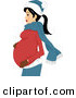 Vector of a Pregnant Girl Rubbing Her Stomach and Wearing Winter Apparel by BNP Design Studio