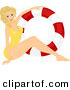 Vector of a Pretty Blond Pin-up Girl Wearing in a Swimsuit Beside a Life Buoy by BNP Design Studio