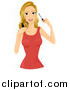 Vector of a Pretty Blond Woman Applying Mascara by BNP Design Studio