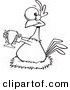 Vector of a Prized Cartoon Chicken Holding a Trophy - Coloring Page Outline by Toonaday