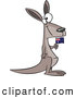 Vector of a Proud Cartoon Aussie Kangaroo Holding a Flag by Toonaday