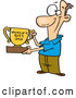 Vector of a Proud Cartoon Father Holding a Worlds Best Dad Trophy Cup by Toonaday