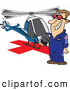 Vector of a Proud Cartoon Helicopter Pilot Standing and Waiting Beside His Helicopter by Toonaday