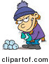 Vector of a Rebel Cartoon Boy Preparing Snowballs for a Fight by Toonaday