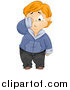 Vector of a Red Haired White Bullied Chubby Boy Crying and Rubbing His Eyes by BNP Design Studio
