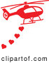 Vector of a Red Helicopter Dropping Love Hearts by Zooco