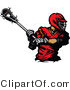 Vector of a Red Lacrosse Player Swinging Stick by Chromaco