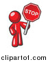 Vector of a Red Man Holding a Stop Sign by Leo Blanchette