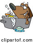 Vector of a Relaxed Cartoon Dog Bathing in a Tub with a Rubber Duck by Toonaday