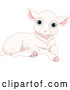Vector of a Resting White Sheep Lamb with Blue Eyes by Pushkin