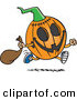 Vector of a Running Cartoon Halloween Pumpkin by Toonaday