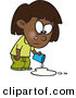 Vector of a Sad Cartoon Black Girl Crying over Spilled Milk by Toonaday