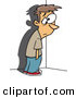 Vector of a Sad Cartoon Boy Standing in a Corner by Toonaday