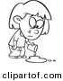 Vector of a Sad Cartoon Girl Crying over a Spilled Drink - Coloring Page Outline by Toonaday