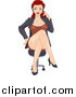 Vector of a Sexy Red Haired Customer Service Rep Sitting by BNP Design Studio