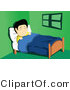 Vector of a Sick Asian Guy Resting in His Bedroom by Mayawizard101