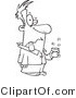 Vector of a Sick Cartoon Man Taking Nasty Medicine - Line Drawing by Toonaday