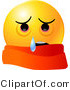 Vector of a Sick Emoticon Wearing a Red Scarf and Crying by Tonis Pan