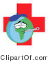 Vector of a Sick Planet Earth with Medical Red Cross by Hit Toon
