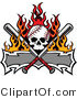 Vector of a Skull Shaped Baseball with Crossed Bats and a Blank Banner by Chromaco