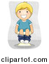 Vector of a Smiling Blond Boy Sitting on Toilet by BNP Design Studio