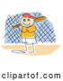 Vector of a Smiling Boy Playing Baseball, Standing at Home Base and Ready to Bat by Andy Nortnik