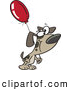 Vector of a Smiling Cartoon Dog Carrying a Birthday Balloon by Toonaday