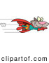 Vector of a Smiling Cartoon Super Cat Flying Fast with a Red Cape by Toonaday