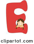 Vector of a Smiling Girl Beside Alphabet Letter E by BNP Design Studio