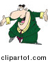 Vector of a Smiling Salesman Wearing a Green Suit - Cartoon Style by Toonaday