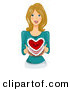 Vector of a Smiling Young Lady Holding a Valentine Love Heart Cake by BNP Design Studio