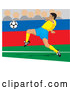 Vector of a Soccer Player Man Kicking a Ball During a Game by David Rey