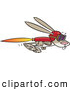 Vector of a Speedy Cartoon Rabbit Flying with a Super Fast Rocket Jet Pack by Toonaday