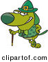 Vector of a St. Patrick's Day Cartoon Dog Leaning Against His Cane While Grinning by Toonaday