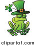 Vector of a St. Patrick's Day Cartoon Frog Wearing a Clover Green Hat by Zooco