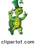 Vector of a St. Patrick's Day Cartoon Turtle Dancing with Clover Hat by Zooco