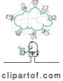 Vector of a Stick Business Man Social Networking on a Cloud with Tablet Computer by NL Shop