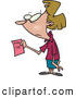 Vector of a Stressed Cartoon Female Office Employee Holding a 'Pink Slip' by Toonaday