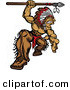 Vector of a Strong Cartoon Native American Chief Mascot Attacking with a Spear by Chromaco